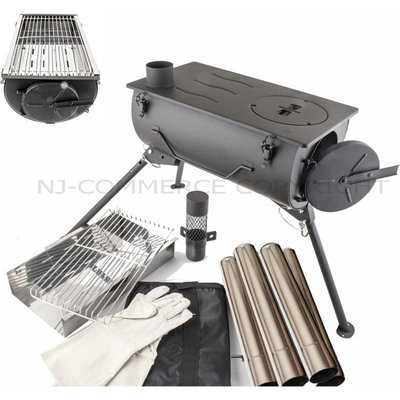 NJ Commerce Nj Camping Wood Burning Stove With Grill Portable Bbq Outdoor from B&Q