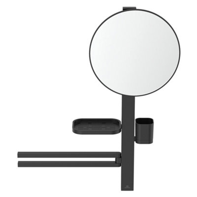 Ideal Standard Alu+ Matt Silk Black Round Wall-Mounted Bathroom Mirror (H)71.7Cm (W)58Cm from B&Q