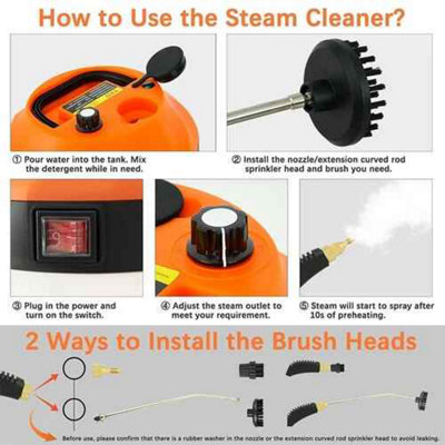 3800W Steam Cleaner 6-Speed Portable 3 Brush Heads