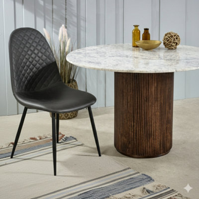  - Corona Pu Leather Steel Legs Dining Chairs (Set Of 4)