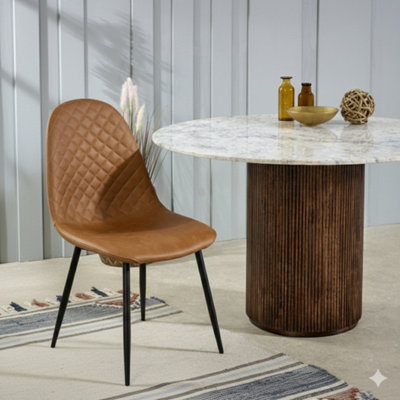  - Corona Pu Leather Steel Legs Dining Chairs (Set Of 4)