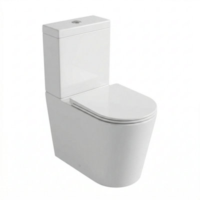 Bathroom City Carolina Close Coupled Comfort Height Rimless Toilet With SeatWhite from B&Q