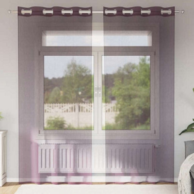 Berkfield Voile Curtains With Grommets 2 Pcs Purple 140X225 Cm from B&Q