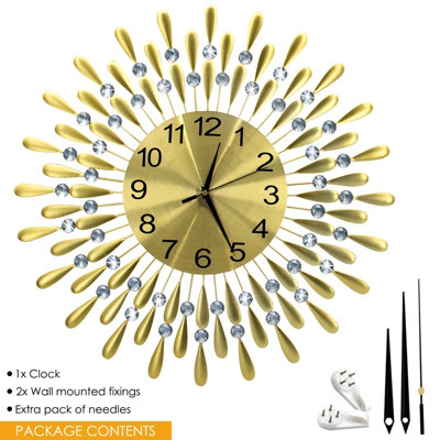 38cm Diamante Beaded Crystals Quartz Jeweled Wall Clock Home Decor ...