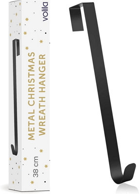 38cm Door Wreath Hanger Black Metal Hook For Front Door, Indoor Use, Multipurpose Wreath, Hat, Scarf, & Coat Hanger Price Comparisons | Compare The Build