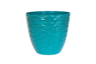 38cm Large Windermere Plant Pot - Plastic - L38 x W38 x H33 cm - Teal