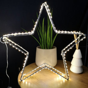 38cm LED Dewdrop Open Star Indoor Outdoor Christmas Decoration in Warm White