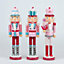 38cm Wooden Nutcrackers Figures Christmas Ornament 3Pcs Set Pink and Blue