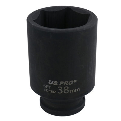 38MM 1/2IN DRIVE DEEP METRIC IMPACT THIN WALLED SOCKET 6 SIDED SINGLE HEX