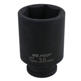 38mm 1/2in Drive Deep Metric Impact Thin Walled Socket 6 Sided Single Hex