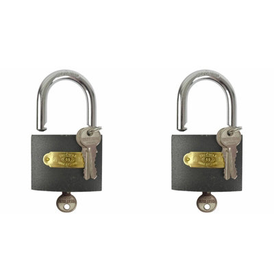 38mm Cast Iron Padlock With Hardened Shackle Padlocks Shed Gate Lock x 2