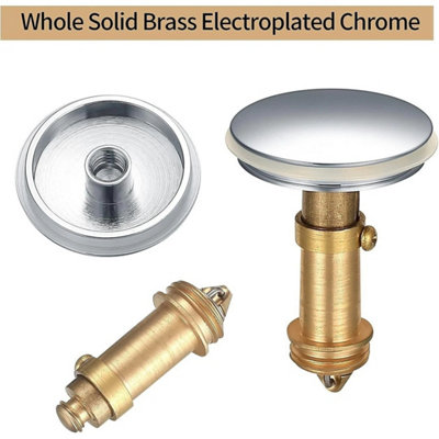 38mm Chrome Click Clack Sink Plug Spring Pop Up Basin Waste Cap