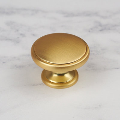 38mm Dark Brass Cabinet Knob Gold Round Cupboard Door Drawer Pull Wardrobe Furniture Replacement Upcycle