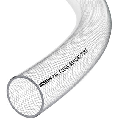 38mm ID PVC Reinforced Braided Clear Hose x 20 Metres for Water ...