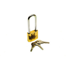 38mm long shackle brass padlock 3 keys security lock shed garage