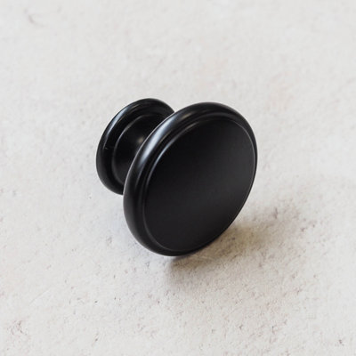 38mm Matt Black Cabinet Knob Round Cupboard Door Drawer Pull Handle Wardrobe Furniture Replacement Upcycle