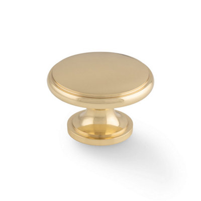 38mm Polished Brass Cabinet Knob Round Cupboard Door Drawer Pull