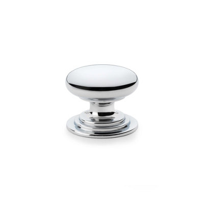 38mm Polished Chrome Cabinet Button Knobs Pull Layered Mushroom Kitchen