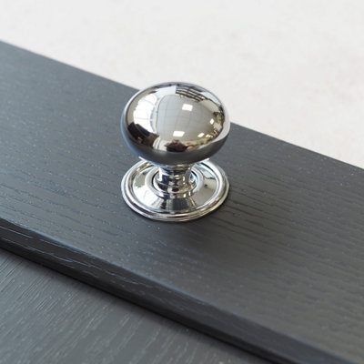 38mm Polished Chrome Cabinet Knob Silver Backplate Cupboard Door Drawer ...