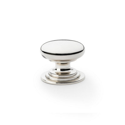 38mm Polished Nickel Cabinet Button Knobs Pulls Layered Mushroom Kitchen