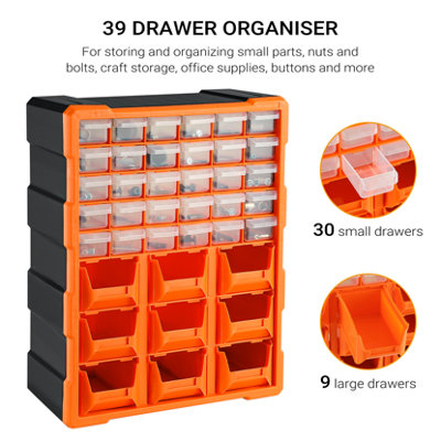 39 Drawers Plastic Storage Cabinet Organizer Black & Orange