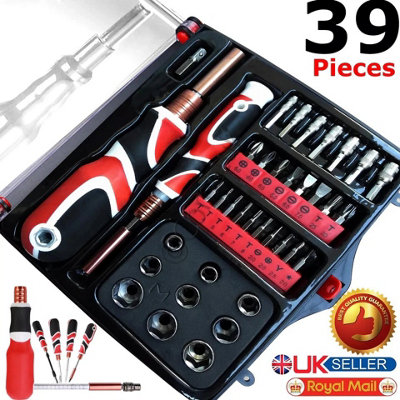 39 Piece Magnetic Screwdriver Set Heavy Duty Philips and Flat Head ...