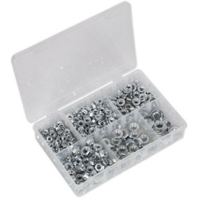 390 Piece Serrated Flange Nut Assortment - M5 to M12 - Partitioned Storage Box
