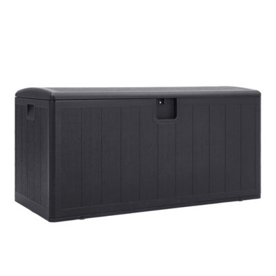 397L Large Garden storage box Wood effect Outdoor HDPE Deck Box Black - 3