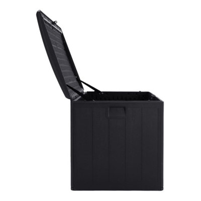 397L Large Garden storage box Wood effect Outdoor HDPE Deck Box Black - 5