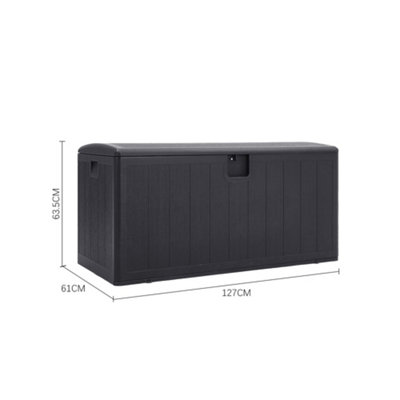 397L Large Garden storage box Wood effect Outdoor HDPE Deck Box Black - 7