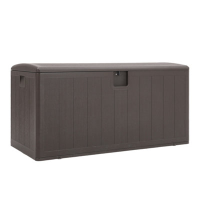 397L Large Garden storage box Wood effect Outdoor HDPE Deck Box Brown - 3