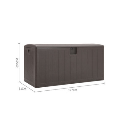 397L Large Garden storage box Wood effect Outdoor HDPE Deck Box Brown - 7