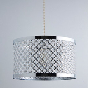 39cm Horsham Silver Chrome Metal and Acrylic Bead Non Electrical Easy Fit Pendant Shade