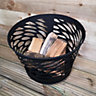 39cm Outdoor Garden Fire Pit / Fire Basket / Wood Burner Bowl in Black with Oval Holes