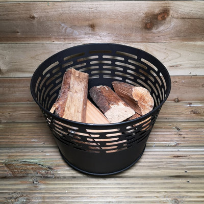 39cm Outdoor Garden Fire Pit / Fire Basket / Wood Burner Bowl in Black with  Rectangle Holes | DIY at Bu0026Q