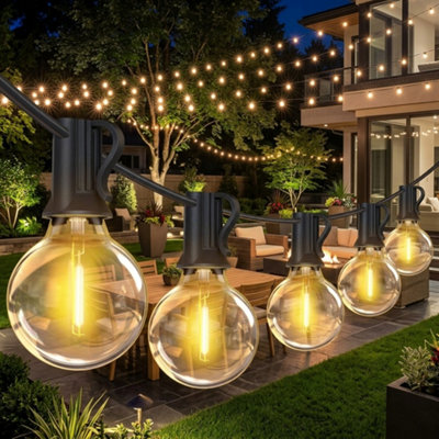 39FT Mains Powered Festoon String Lights 25 plus 3 LED G40 Bulbs Outdoor Garden Party