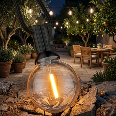 39FT Mains Powered Festoon String Lights 25 plus 3 LED G40 Bulbs Outdoor Garden Party