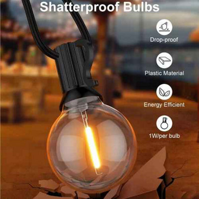 39FT Mains Powered Festoon String Lights 25 plus 3 LED G40 Bulbs Outdoor Garden Party