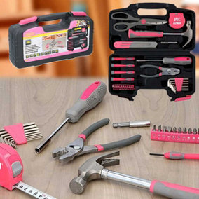 39pc Ladies Pink Tool Kit Set Hard Case Household DIY Precision Screwdriver Bits