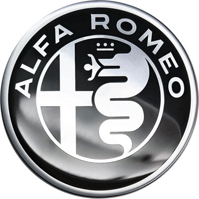 3D Alfa Romeo Logo Sticker, White/Black, 40mm, Durable Car Decal