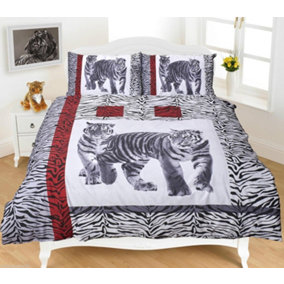 3D Animal Effect Quilt Bedding Sets with Pillow Cases Poly Cotton Luxury, Tiger Black