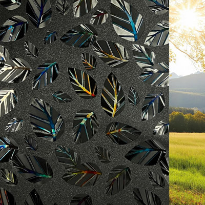 3D Blackout Window Film Rainbow Leaf Patterned 100% Total Light ...