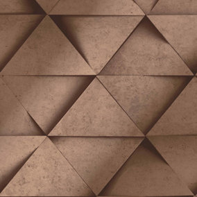 3D Effect Geometric Triangle Copper Metallic Wallpaper Abstract Fine Decor