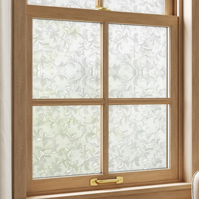 3D Floral Patterned Privacy Window Film Peel and Stick Frosted Cover ...