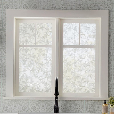 3D Floral Patterned Privacy Window Film Peel and Stick Frosted Cover ...