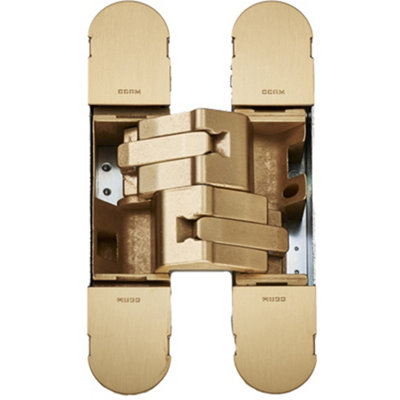 3D Flush Faced Concealed Cabinet Hinge - 180 Degree Opening Wardrobe SATIN BRASS