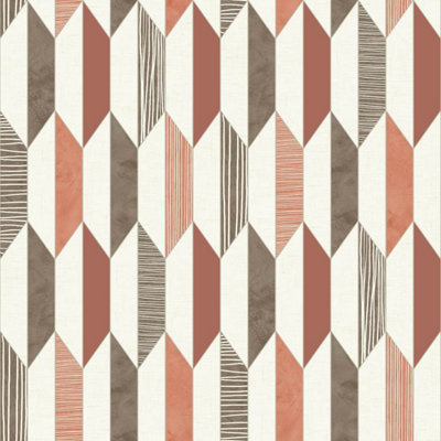 3D Geometric Wallpaper Retro Vintage Vinyl Diamonds Lines Shapes Bold Muriva