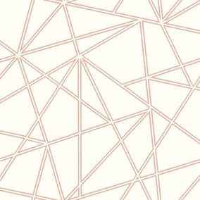 3D Geometric Wallpaper Triangle Metallic Rose Gold Cream Holden Decor Paladium