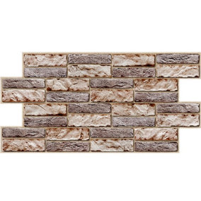3D Grey Brown Stone Urban Industrial PVC Interior Wall Panels Kitchen Cladding - Pack of 2