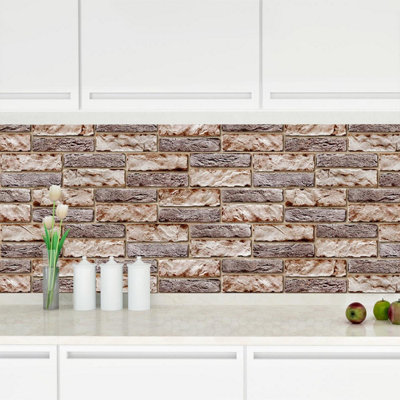 3D Grey Brown Stone Urban Industrial PVC Interior Wall Panels Kitchen Cladding - Pack of 2